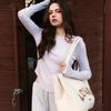 Leopard Print Canvas Bag Cream