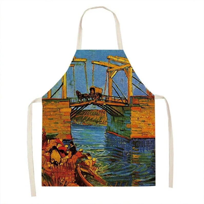 1 kus vintage umělecká olejomalba tištěná zástěra kuchyňská vaření pečení zástěra domácí čisticí doplňky unisex