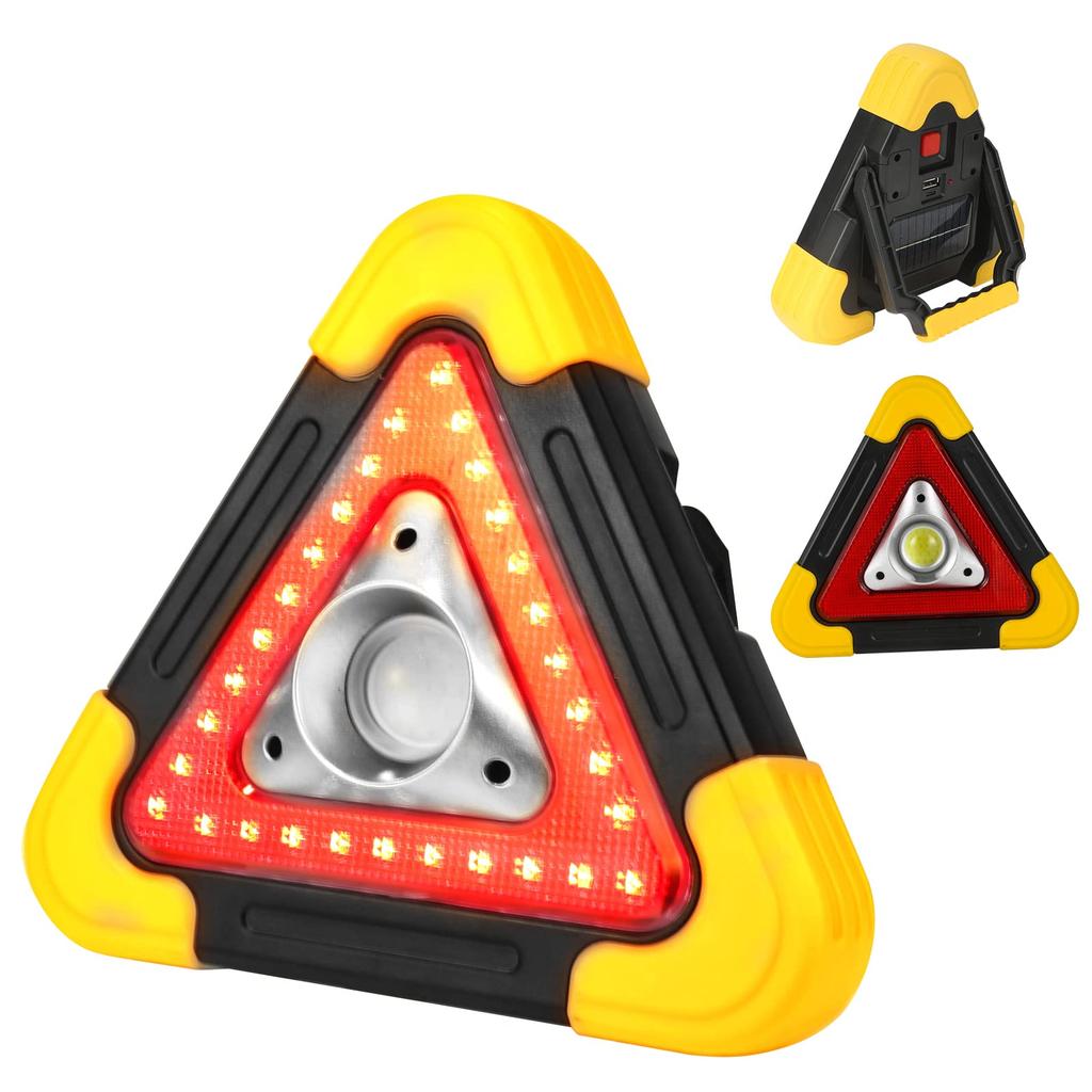 Triangle Warning Emergency Light LED Multi-functional Rechargeable Strong Light Triangle Warning Emergency Light Solar Dry Battery Models a Variety