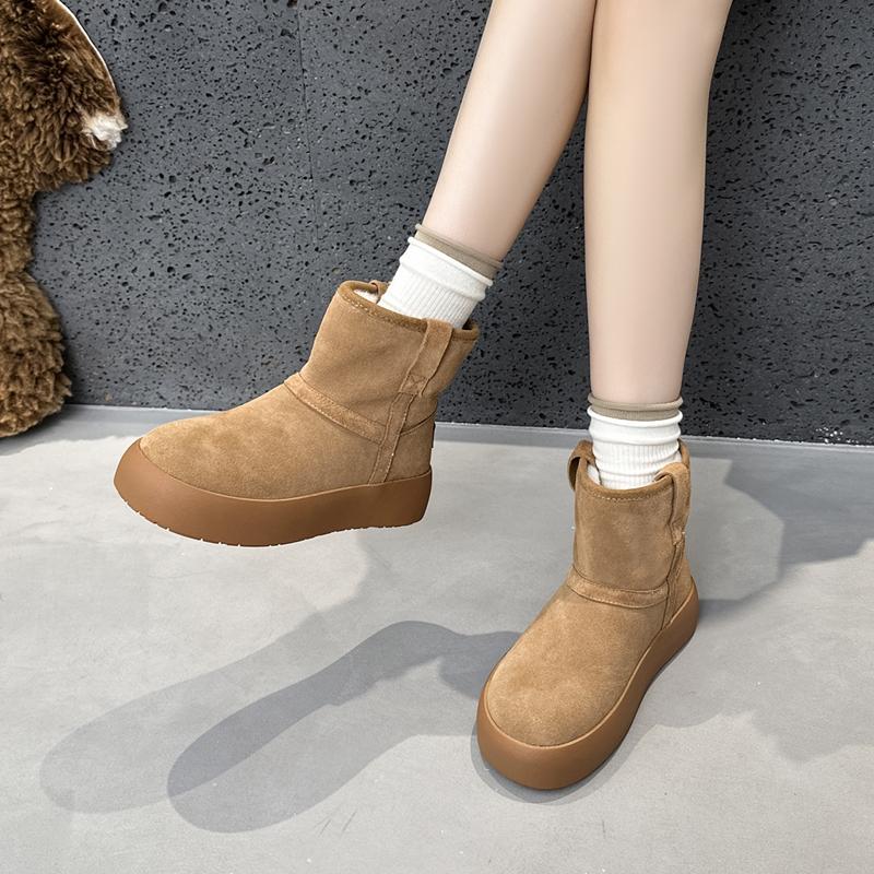 Women's Snow Boots Winter Fleece-lined Warmth Women Boots Large Size Round Toe Comfortable Female Short Boots