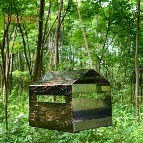 Birds Feeder for Outdoor Hanging Rustic Metal Birdhouse Wild Birds Feeder for Outside Garden Patio Backyard Decor