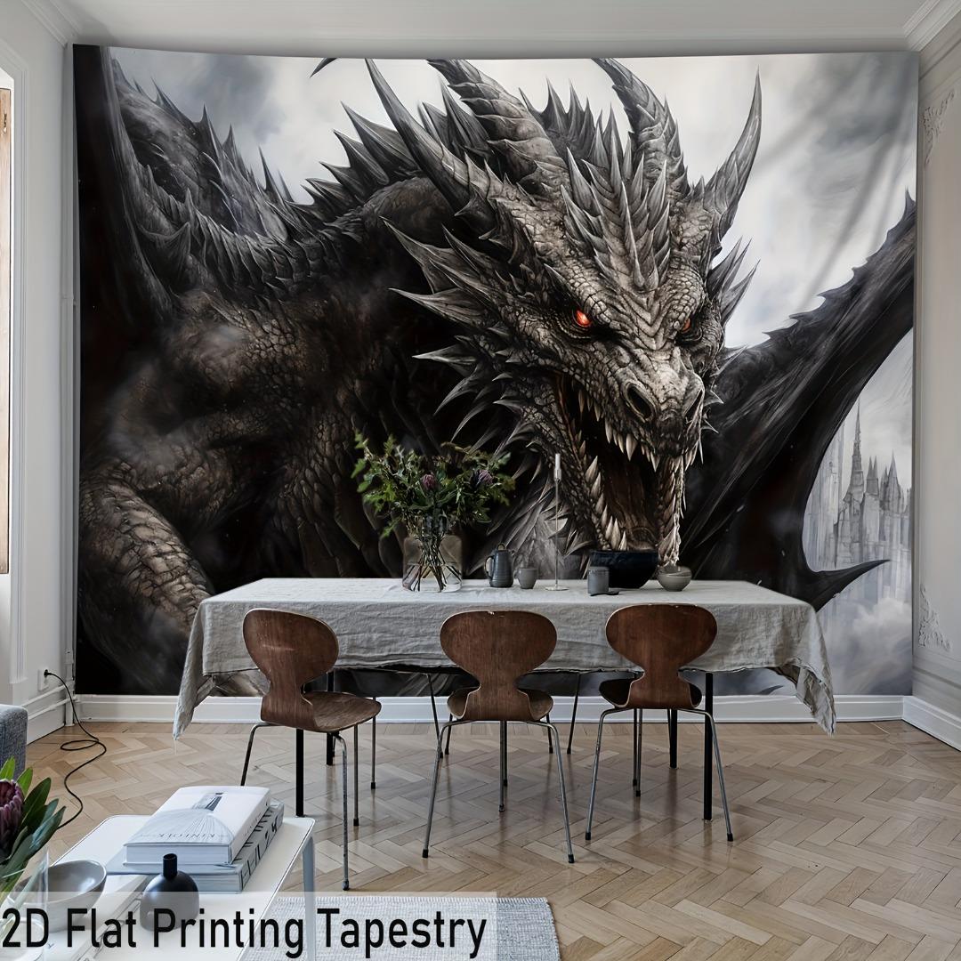 

Black Dragon Printed Tapestry Reusable Dustproof Oversized Tapestry for Birthiday Gift for Boys Brother Wall Hanging Decoration 90CMx90CM
