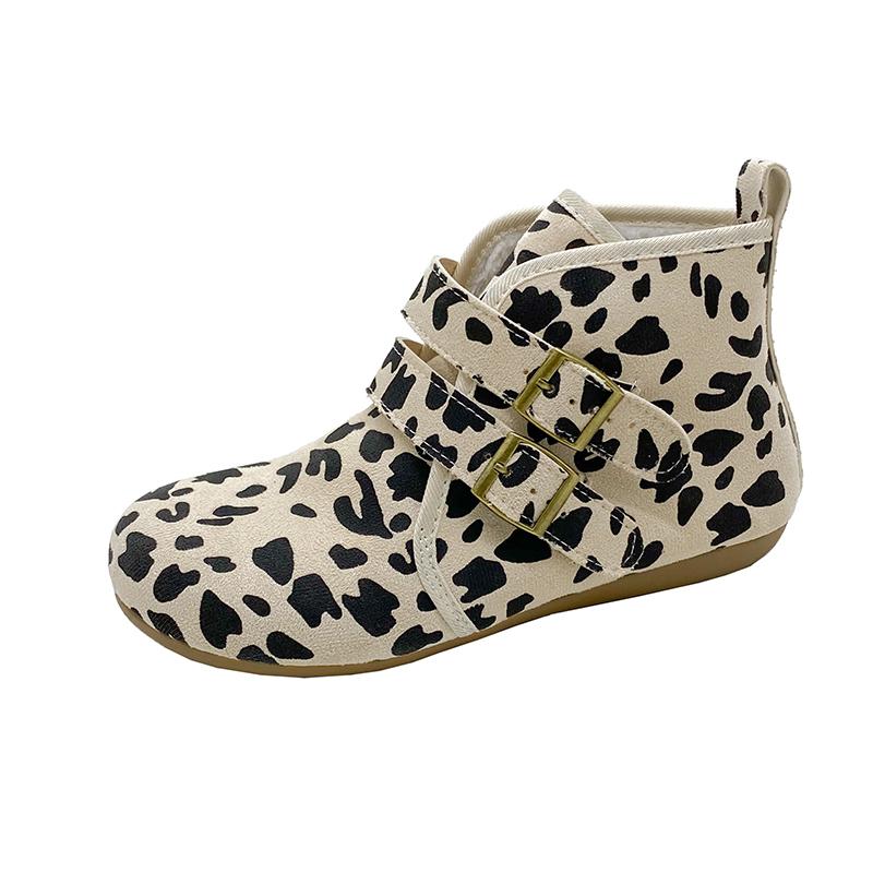 Fashion Fashion Booties Autumn New Round Toe Suede Metal Buckle One Strap Soft Sole Anti-slip Wear-resistant Flats