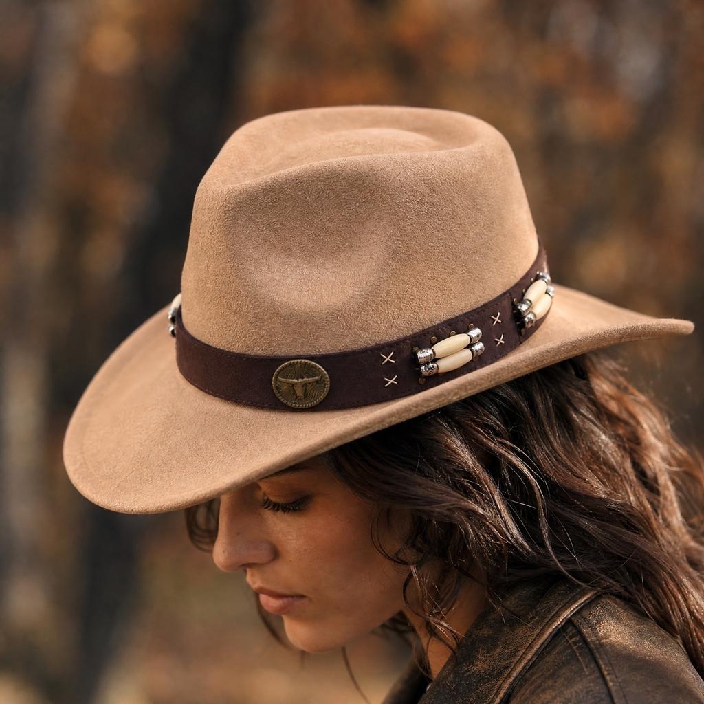 Beaded Cow Print Fedora Hat for Casual Wear Unisex