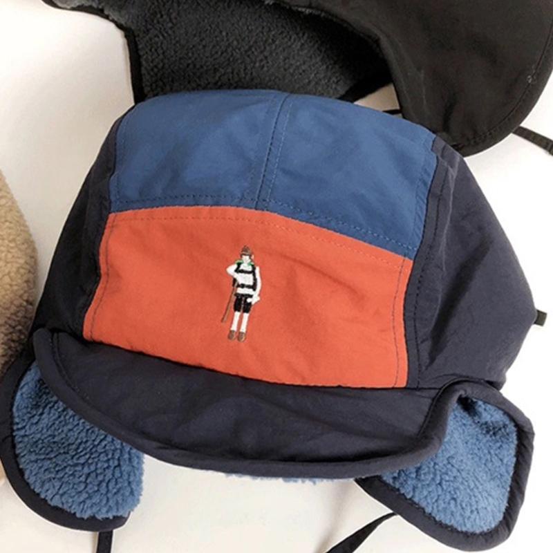 Embroidery Fleece Lined Hat Windproof Earmuff Trapper Hat for Adult Cold Weather