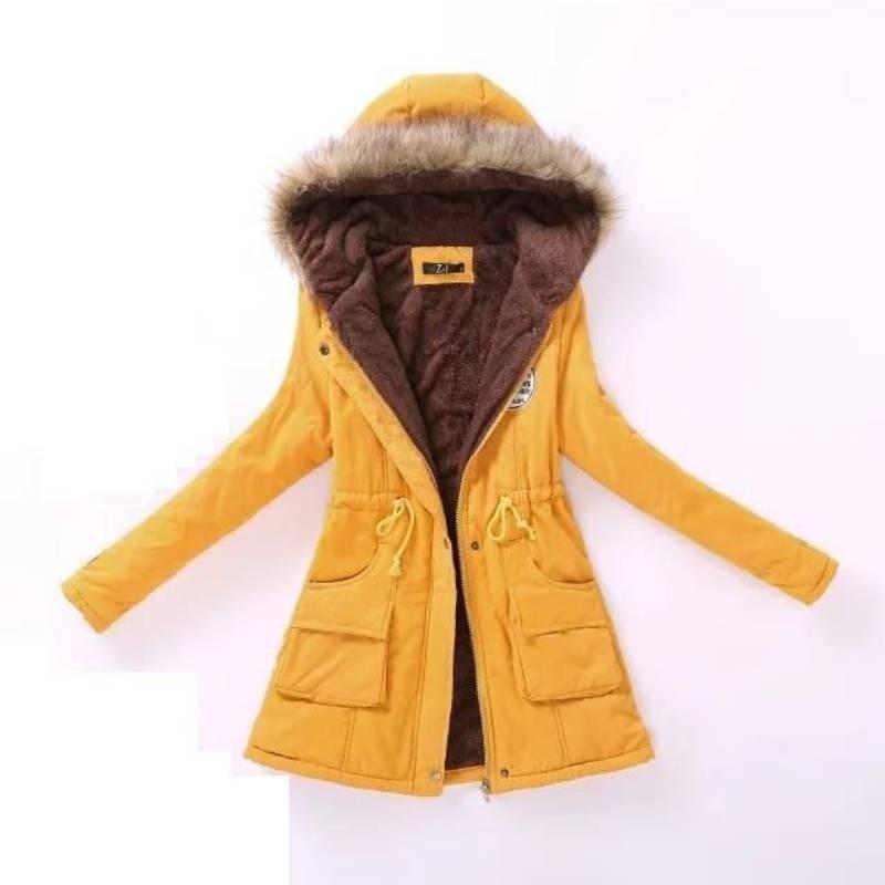 New Women's Warm Cotton Jacket With Fur Collar Hooded Parka For Winter