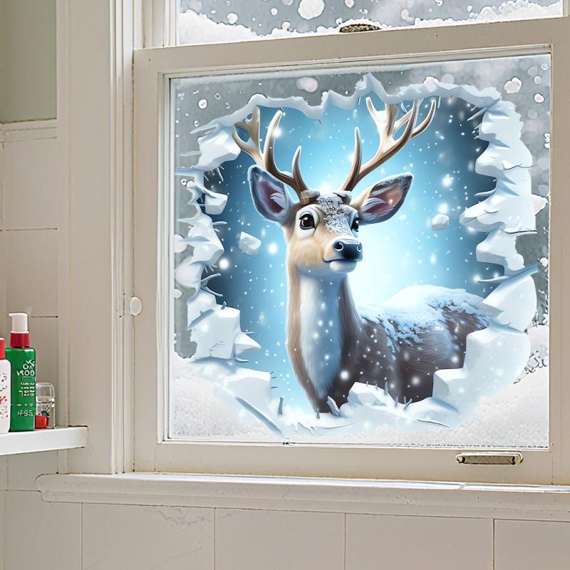 2025 Christmas Waterproof Removable Deer Wall Sticker for Bathroom Decoration