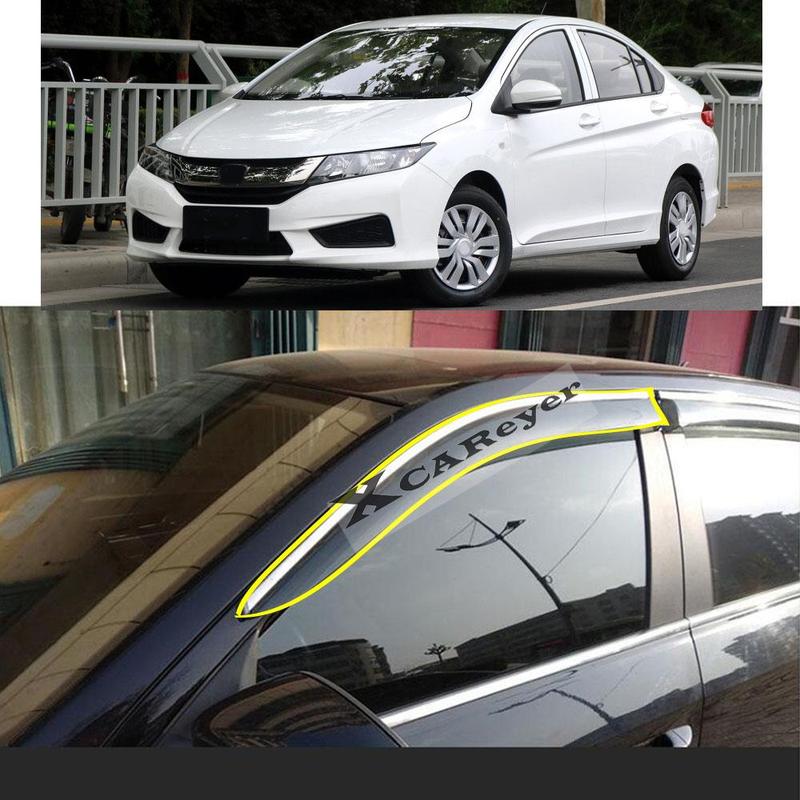 For Honda City 2015 2016 2017 2018 Car Body Styling Sticker Plastic Window Glass Wind Visor Rain/Sun Guard Vent Parts