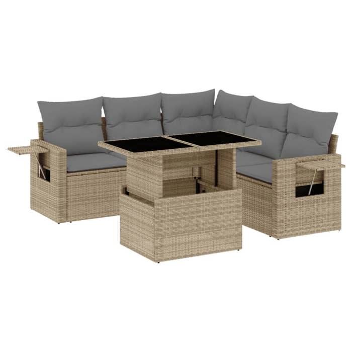 VidaXL Garden Lounge Set with Cushions 6 Pcs Beige Braided Resin 3267899