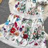 2026 New Floral Print Lace Patchwork Maxi Dress Women Elegant V Neck Long Sleeve White Casual Party Long Dresses Bohemian Robe