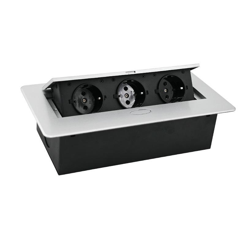 European Standard Desk Power Cord Box: Embedded, Flip-up Multi-functional Hidden Socket