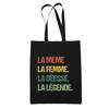 Tote Bag - PLANETEE - The Same Goddess Legend Vintage Black - Cotton - Black - Printed In France