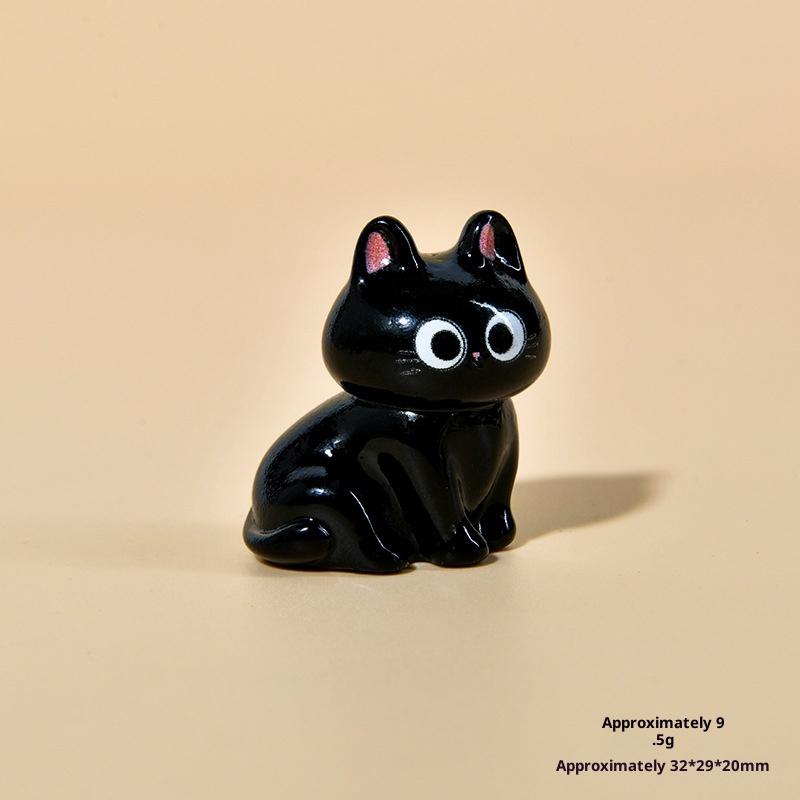 

{MX} 1/6Pcs Cartoon Black Cat Miniature Figurines Cute Kitten Desktop Decor Resin Ornaments DIY Micro Landscape Home Decoration