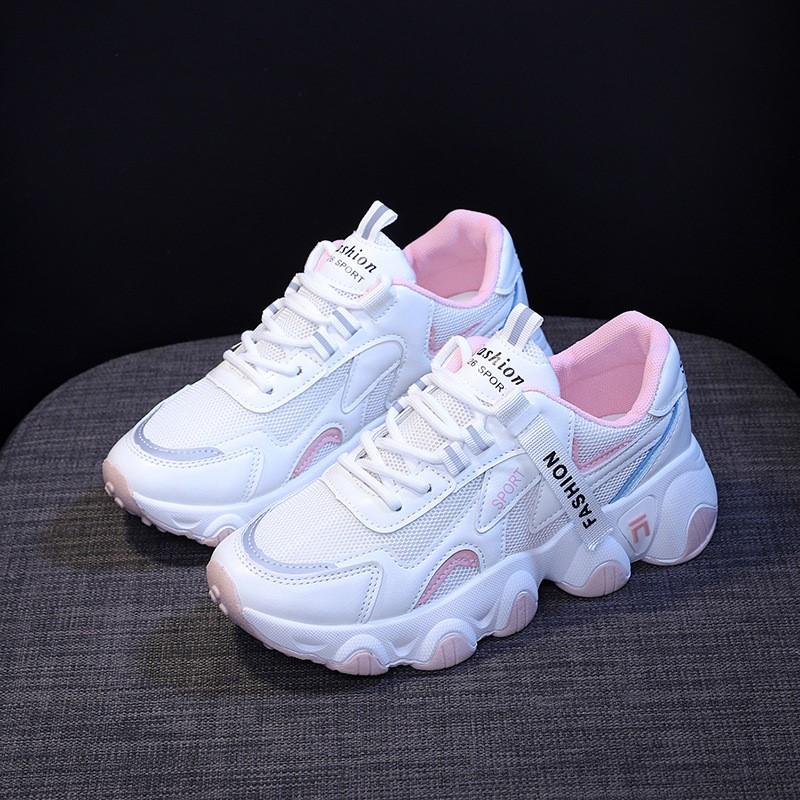 Sneakers Trendy Mesh Platform Sneakers Leather Shoes Breathable Socofy Casual Sports Shoes Women Flats