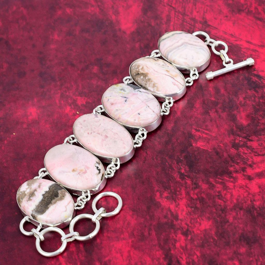 Rhodochrosite Gemstone 925 Solid Sterling Silver Jewelry Set, Necklace & Bracelet Set, Gift For Her Handmade Dainty Jewelry Set