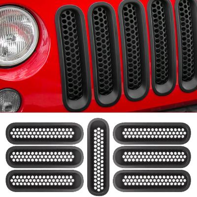 RT-TCZ Upgrade Version Clip-On Grille Front Mesh Grille Erts Compatible With Jeep Wrangler JK JKU 2007-2015 (Matte Black)