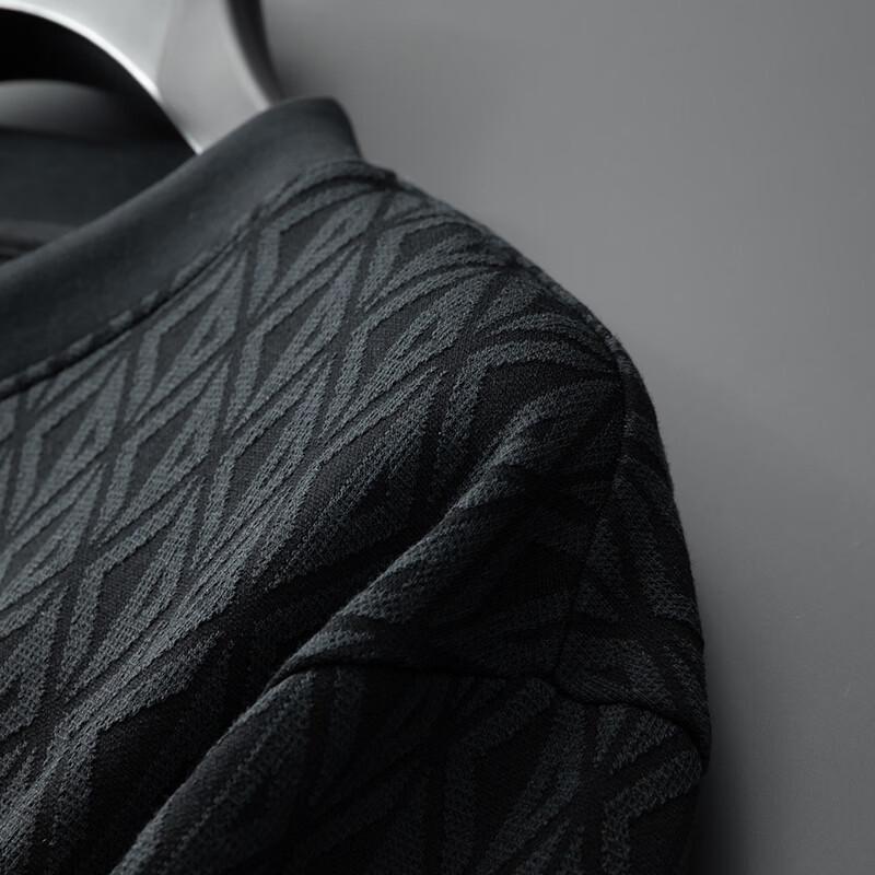 Men's Plus Size Knitted Jacquard Long Sleeve T-Shirt