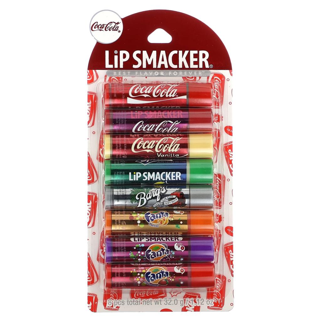 Lip Smacker, Coca-Cola, Lippenbalsam, verschiedene Geschmacksrichtungen, 8 Packungen, 4 g (0,14 Unzen) jeder