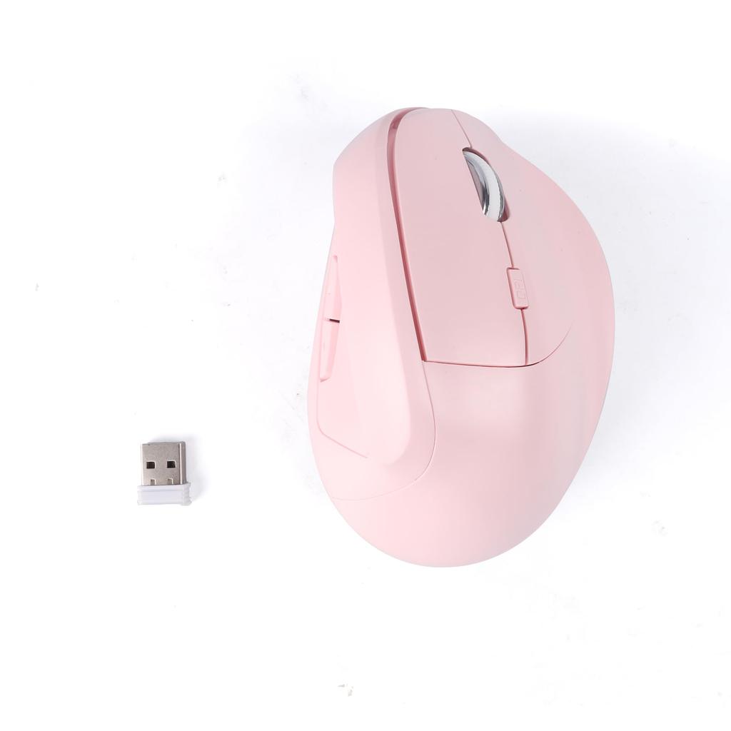 Vertical Bluetooth and USB Wireless Dual Medium 6 Vertical Compatible with and Microsoft Pink Mouse, 5.2 2.4GHz Mode, Size, Quiet, Rechargeable,