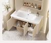 Rounded Corner Bathroom Vanity with Integrated Basin and Aluminum Cabinet