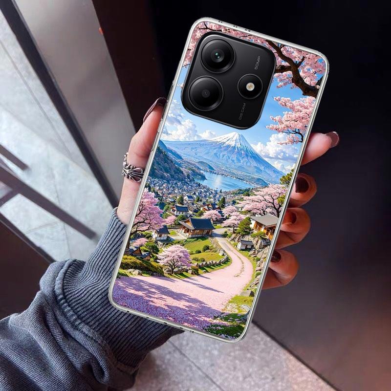 Japanese Cherry Mount Fuji Phone Case For Xiaomi Redmi Note 10 11 12 13 14 15 Pro Plus 11S 12S 14S 11T 11E 10S Soft TPU Back Cov