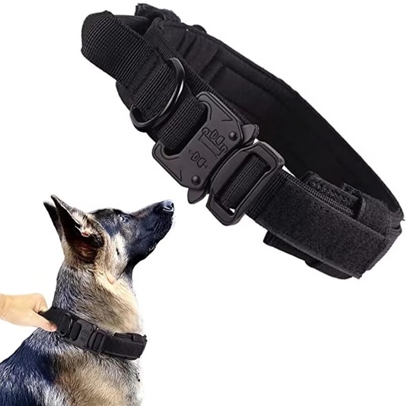 Hundehalsband- und Leinen-Set aus Nylon, strapazierfähiges Hundehalsband, reflektierende Leine, taktisches Trainingshalsband für Haustiere, Leinen-Set für große Hunde