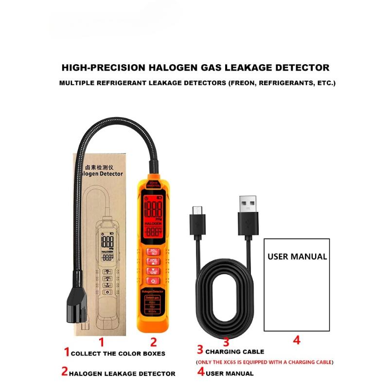 Detector Portátil de Fugas de Freón de Alta Sensibilidad Detector de Fugas de Halógeno R22 R410A R134A R1234YF Gas Refrigerante HVAC Probador de Aire Acondicionado Pantalla LCD