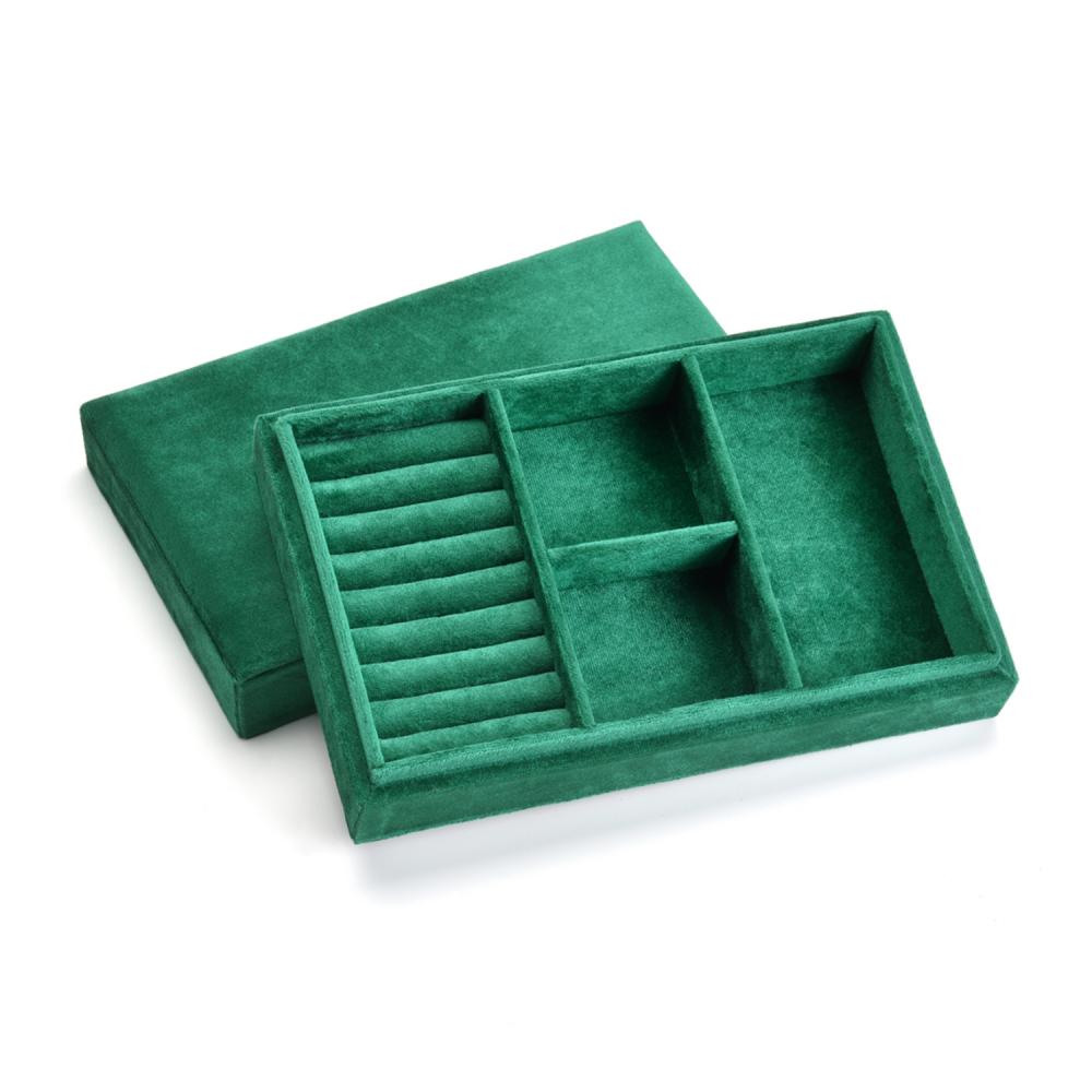New Rectangle Luxury Velvet Jewelry Box Multi Compartments Rings Earrings Necklace Jewelry Storage Box Display Case Custom Logo