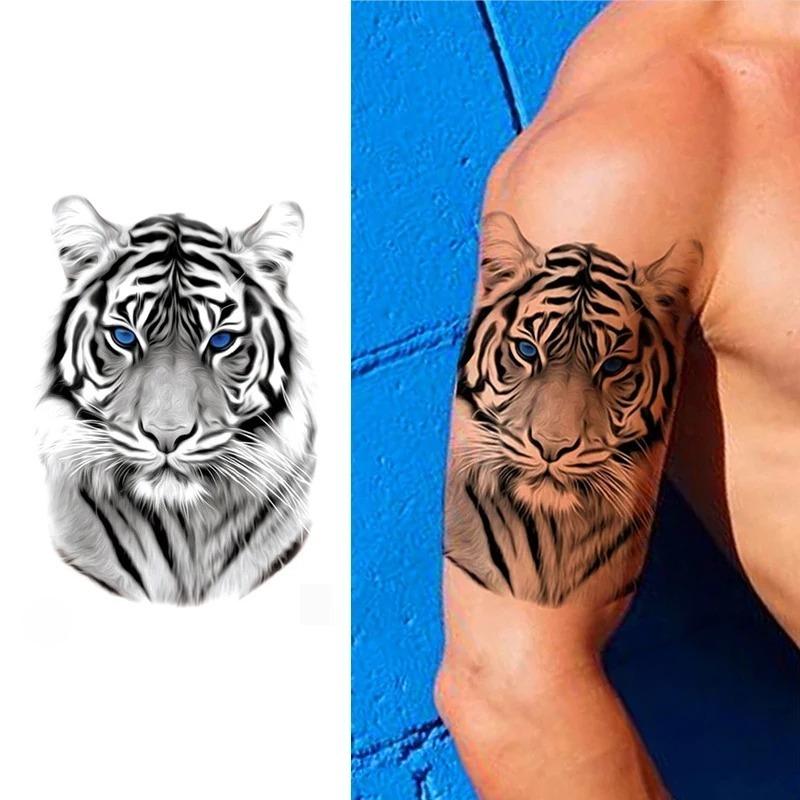 Waterproof  Men'S Temporary Tattoos Tiger Lion Wolf Fake Tattoo For Women Men Arm Legs Sleeve Body Makeup Sticker