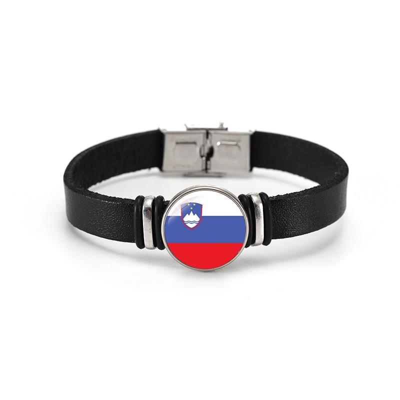 Weltcup-Länderflaggen Lederarmband Armreif - Europameisterschaftsflaggen Design Schmuck