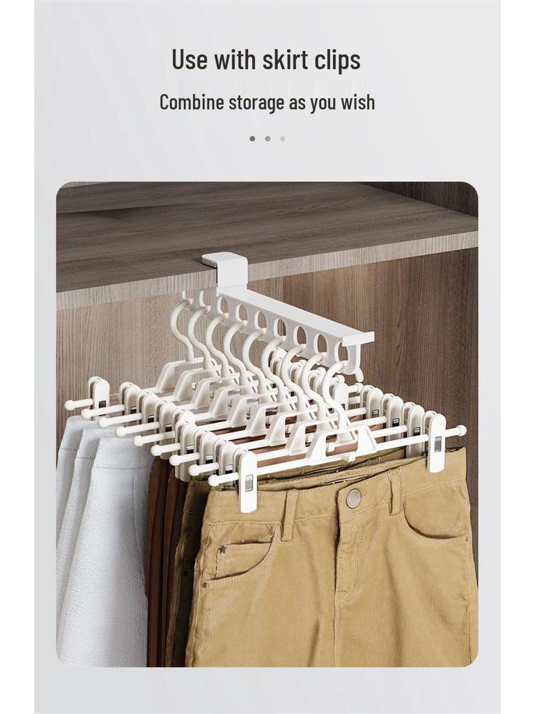 Telescopic Slide Rail Pants Rack - Top Mount Wardrobe Pull-Out Hanger Drawer.