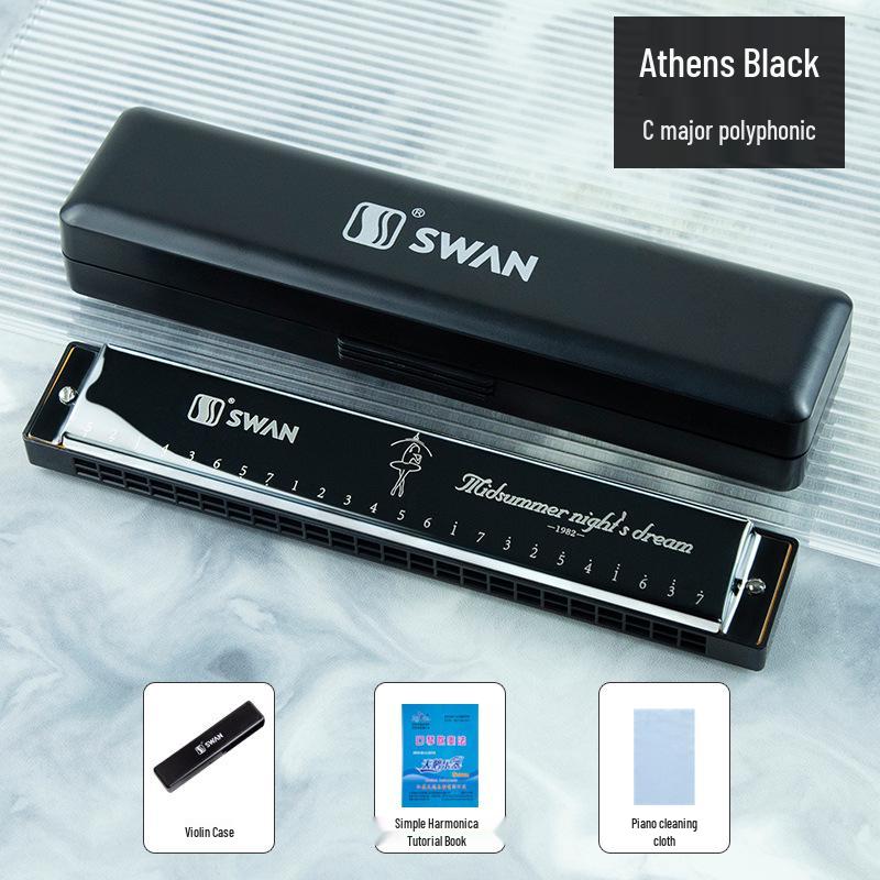 Swan 24-Hole C Key Harmonica for Beginners & Professionals чёрный