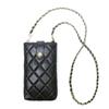 Mobile Phone Bag Women's Leather Embroidered Oblique Span Bag New Mini Sheepskin Chain Small Bag Fashionable Mobile Phone Bag Tide