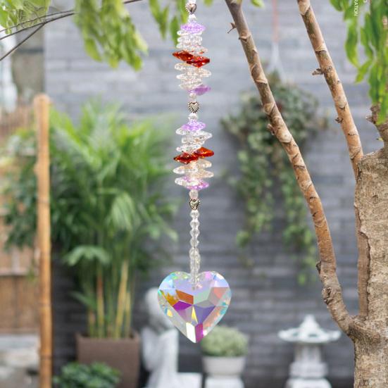 Love Heart Faux Crystal Suncatcher Decoration Indoor Outdoor Faux Crystal Heart Prism Window Hanging Ornament Rainbow Maker Pendant