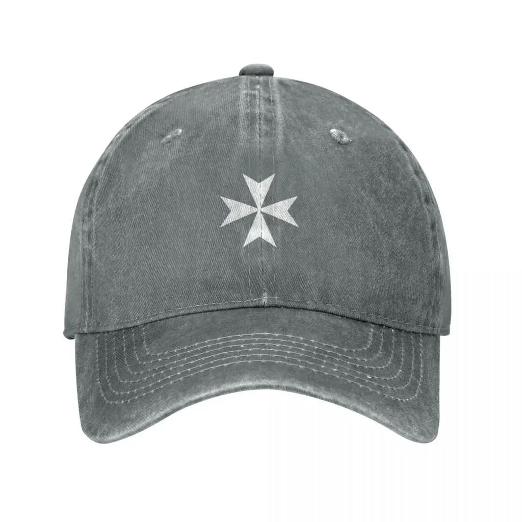 CROSS MALTA Cruz Maltesa Amalfi Cruz Maltesa Caballeros Hospitalarios BLANCO sobre NEGRO Gorra de Béisbol Sombrero de Lujo Unisex Mujeres