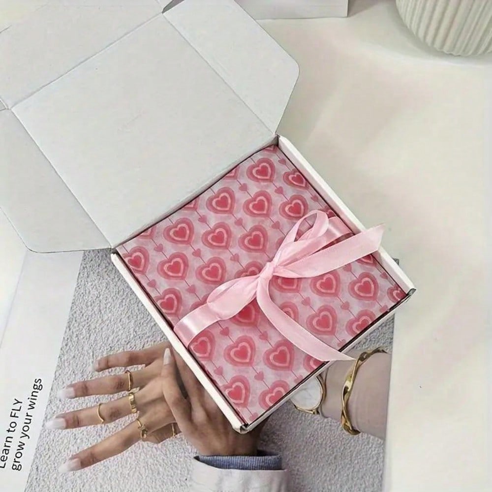 1set/ 50pcs Pink Love Heart Copy Paper Apparel Gift Wrapping, Love Heart Tissue Paper- Suitable for Birthday, Valentine's Day