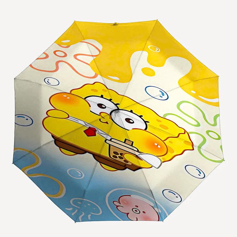

1pc SpongeBob SquarePants Octopus umbrella with 8 iron ribs and a plastic handle, automatic opening and closing, and daily use.1027