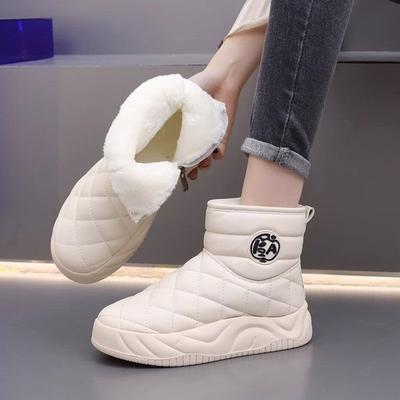 Snow Cotton Women's 2025 New Bread Winter Versatile Velvet Thickened Short Boots Waterproof and Non-slip Northeast Cotton Shoes