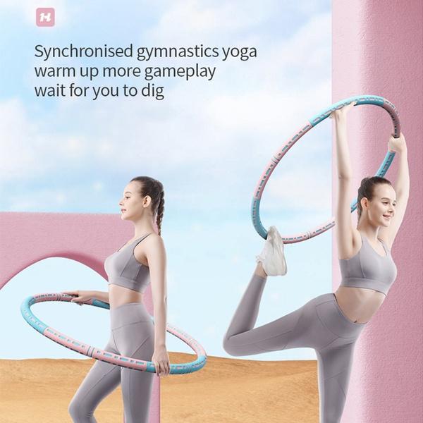 6-Section Self-Adjusting Weighted Fitness Hula Hoop, Exercise Hoop, Flexible and Adjustable