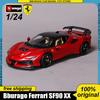 En stock Nouveau Bburago 1:24 Ferrari Sf90 Xx Stradale Rouge Alliage Miniature Moulé Sous Pression Modèle Ferrari Voiture de Course Sportive Jouets Enfants Cadeau