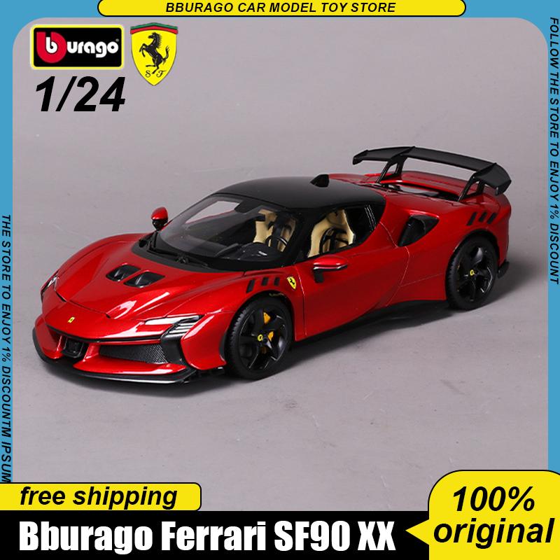 In Stock New Bburago 1:24 Ferrari Sf90 Xx Stradale Red Alloy Miniature Diecast Model Ferrari Sports Racing Car Toys Kids Gift
