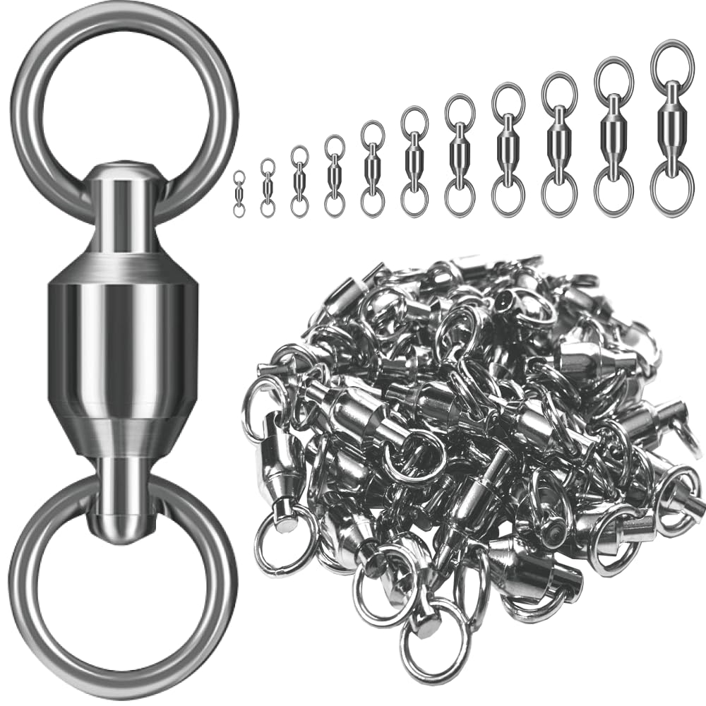 Ball Bearing Swivels 11 Sizes Stainless for Fishing from Delicate Small Fish to with Welded Bearings to Prevent Twisting #5, 30-Piece Set, Available,