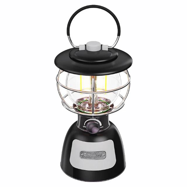 Outdoor New Retro Camping Lamp Multifunctional Camping Lamp Outdoor Rechargeable Portable Lantern Tent Lamp Wholesale Rotary Swi