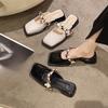Skor med tjock klack Flip-flops Nya Mellanhöga Fyrkantig tå Halvtofflor för Lata Människor