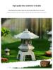 Envy Porcelain Stone Lantern: Small Chinese Pavilion Ornament for Desktop or Fish Tank Scenery.