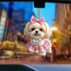 Adorable Shih Tzu Acrylic Pendant - Realistic 2D Car Rearview Mirror Decoration, Perfect for Anniversaries, Valentine's Day and Christmas