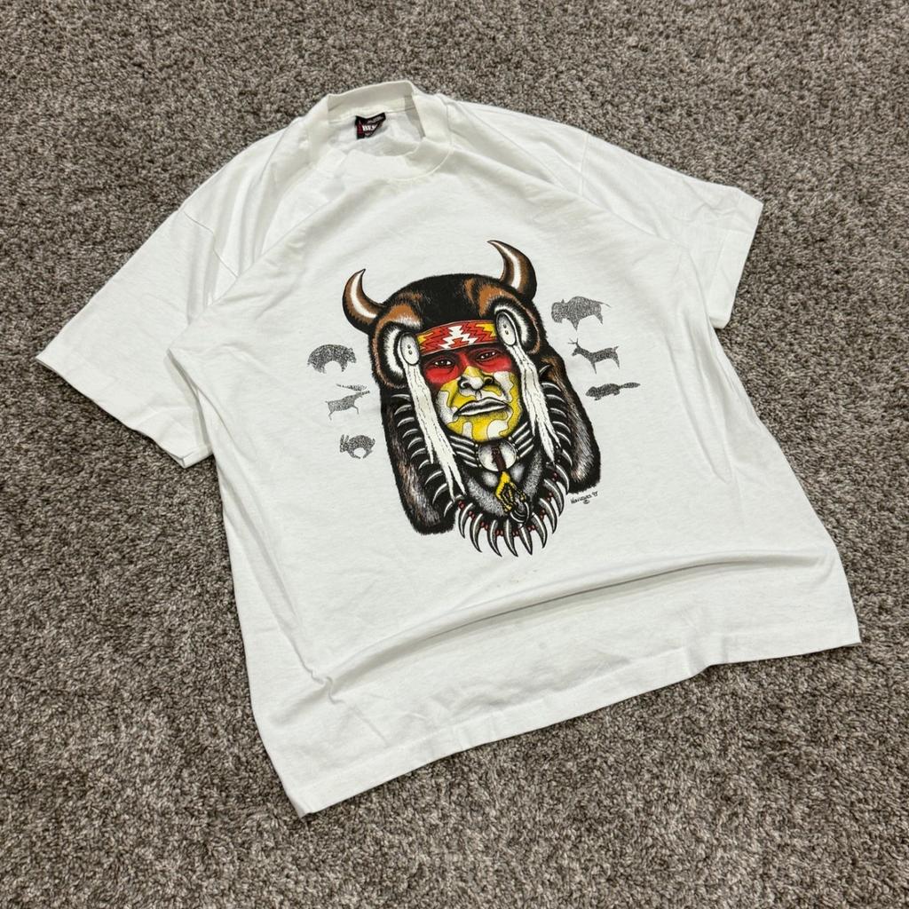 Vintage 90s Ken Lewis Native American Indian Art T Shirt BEST FOTL Mens L 20x27 Unisex T-Shirt