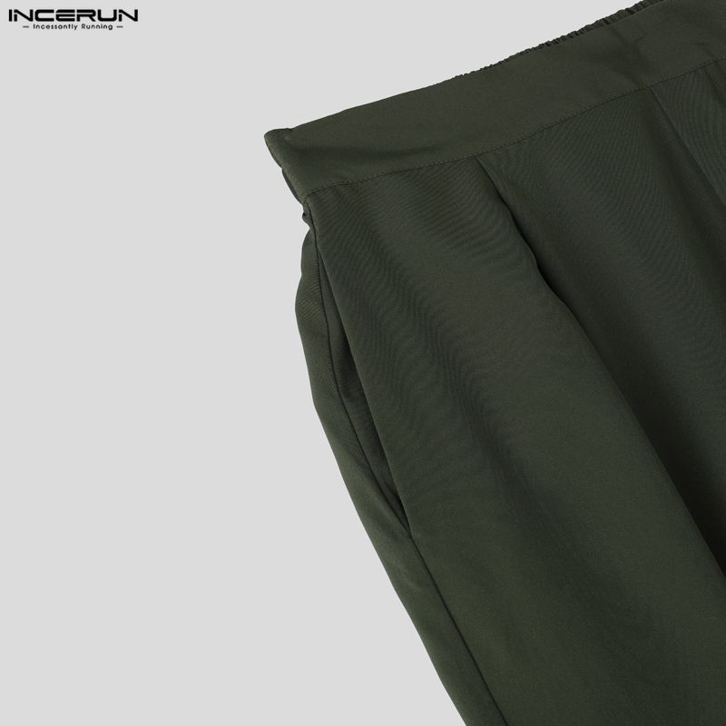 INCERUN Oversized Men Outfits Naval Collar Long Sleeve Shirts Long Pants Casual Two Pieces