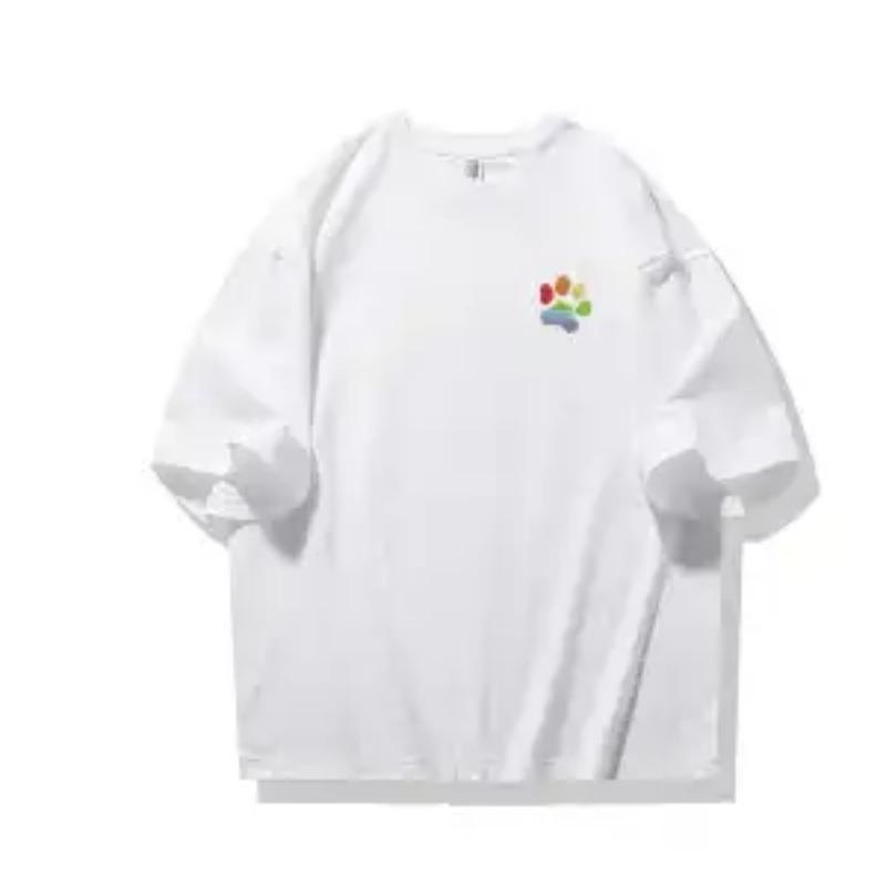 

Summer Men Rainbow Paw Print Oversized Short Sleeve T Shirt S белый