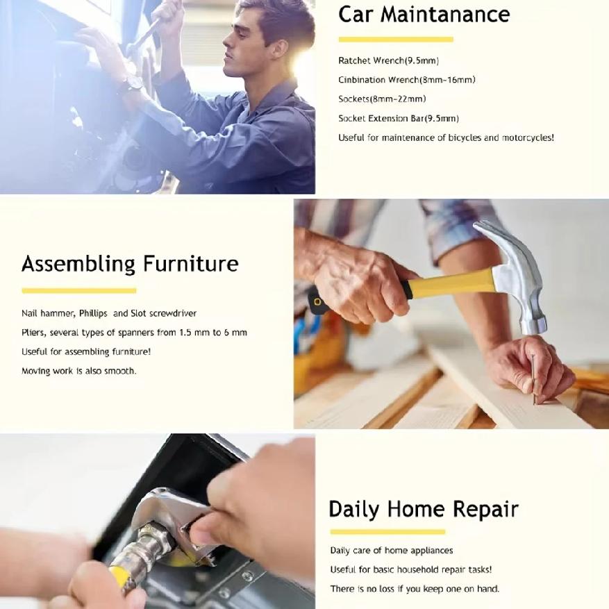 108 Pcs/set Acmount Tool Kit Home Tool Kit DIY Household Tool Sets for Home Repair and Maintenance